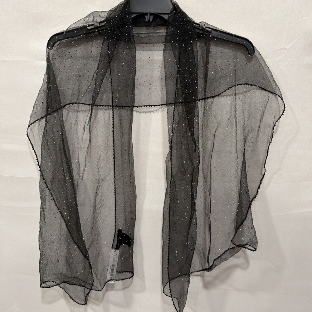 Cèzanne Black Sheer NWT Sparkle‎ Scarf Wrap Shawl One Size Women's New